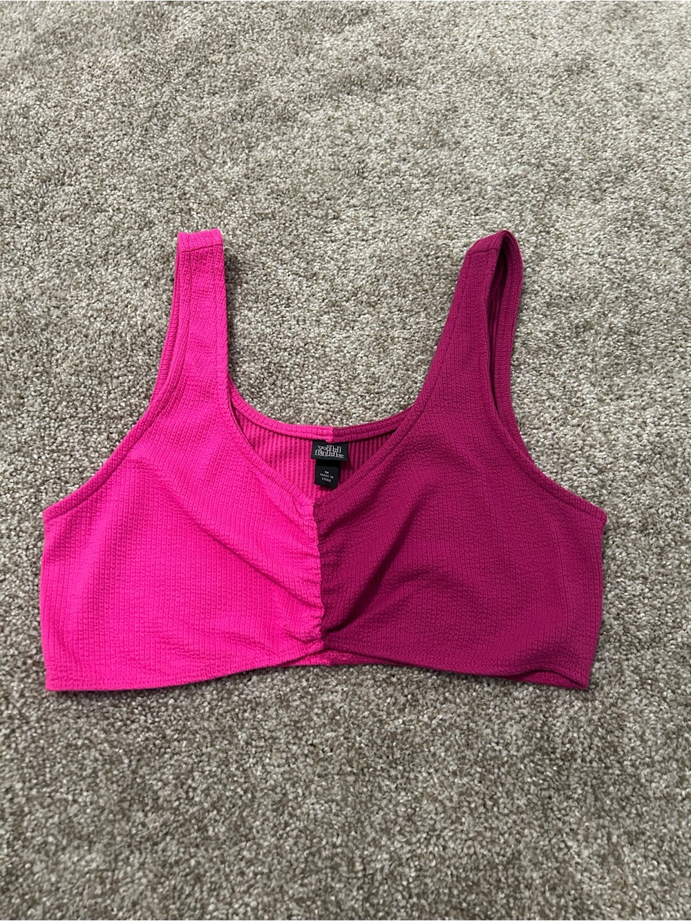 Wild Fable Two-Tone Pink Colorblock Ruched Crop Top - Size Medium